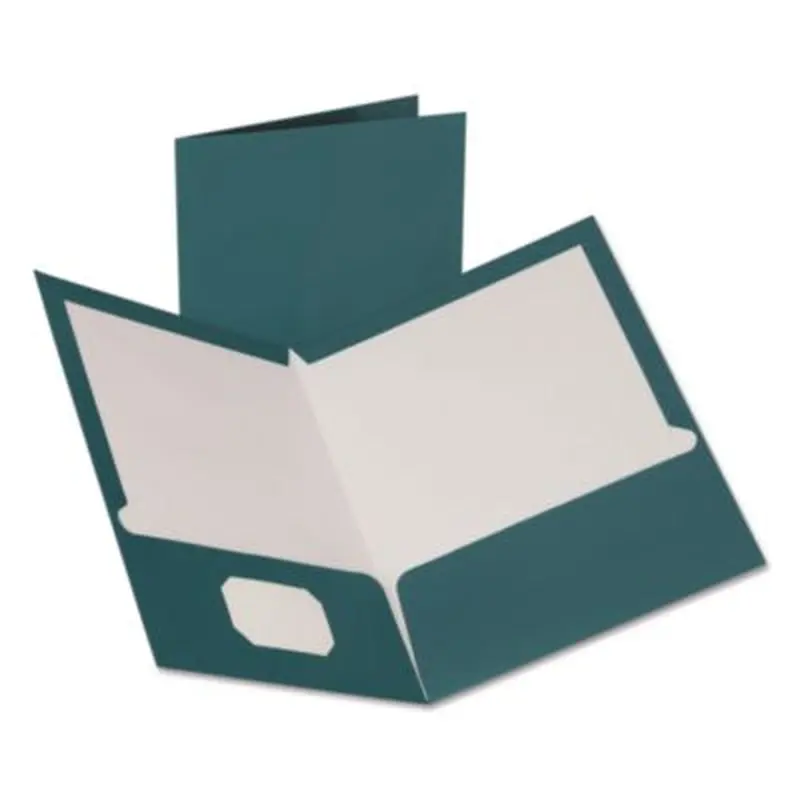 Two-Pocket Laminated Folder, 100-Sheet Capacity, 11 x 8.5, Metallic Teal, 25/Box - Pocket Folders | Oxford