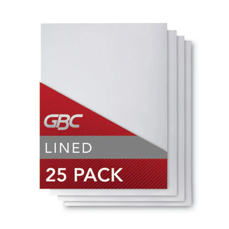Design View Poly Presentation Covers for Binding Systems, Lined Pattern, Plastic, Square Corners, 11 x 8.5, Clear, 25/Pack - Binding Systems Covers | GBC