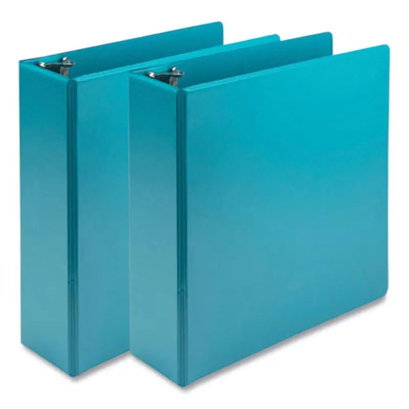 Earth's Choice Plant-Based Economy Round Ring View Binders, 3 Rings, 3" Capacity, 11 x 8.5, Teal, 2/Pack - Binders | Samsill