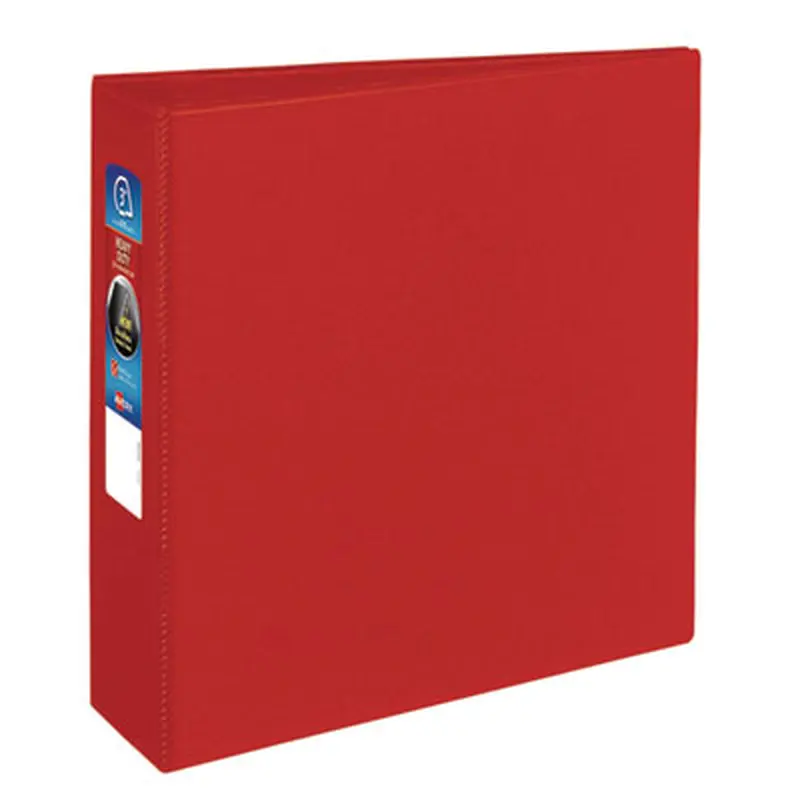Heavy-Duty Non-View Binder with DuraHinge and Locking One Touch EZD Rings, 3 Rings, 3" Capacity, 11 x 8.5, Red - Binders | Avery