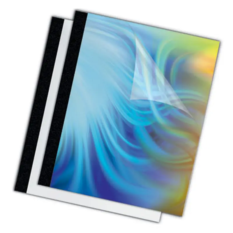 Thermal Binding System Presentation Covers, 30-Sheet Capacity, Plastic, Square Corners, 11 x 8.5, Clear/Matte Black, 10/Pack - Binding Systems Covers | Fellowes