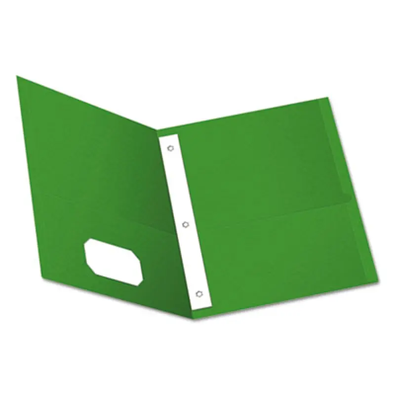 Twin-Pocket Folders with 3 Fasteners, 0.5" Capacity, 11 x 8.5, Green, 25/Box - Pocket Folders | Oxford