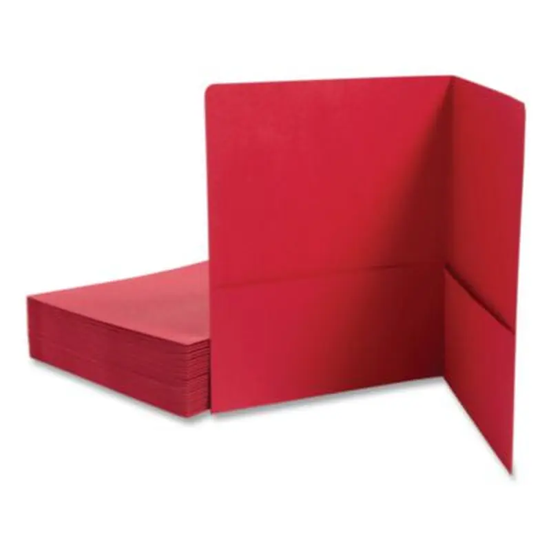 Two-Pocket Folder, Textured Paper, 100-Sheet Capacity, 11 x 8.5, Red, 25/Box - Pocket Folders | Smead