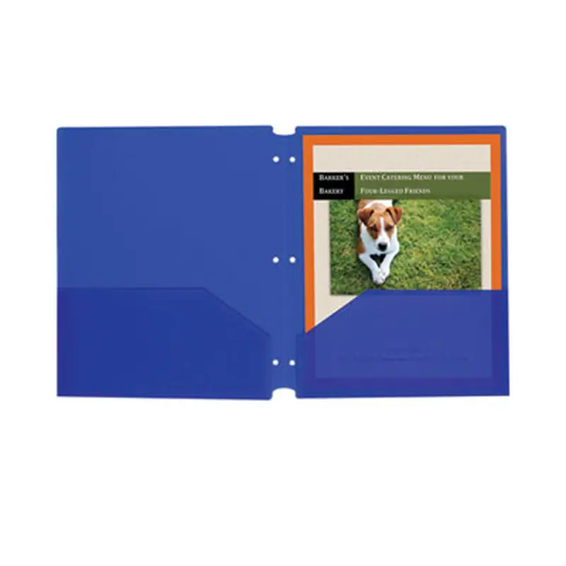 Two-Pocket Heavyweight Poly Portfolio Folder, 3-Hole Punch, 11 x 8.5, Blue, 25/Box - Pocket Folders | C-Line