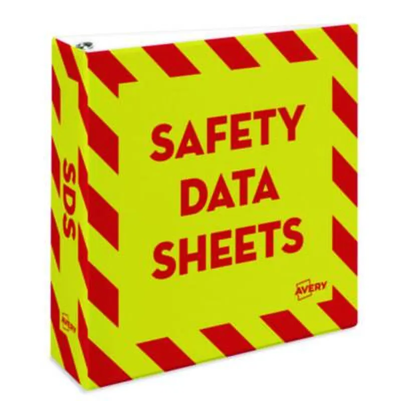 Heavy-Duty Preprinted Safety Data Sheet Binder, 3 Rings, 3" Capacity, 11 x 8.5, Yellow/Red - Binders | Avery