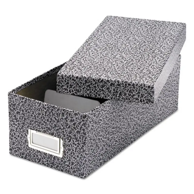 Reinforced Board Card File, Lift-Off Cover, Holds 1,200 3 x 5 Cards, 5.13 x 11 x 3.63, Black/White - Card Holders | Oxford