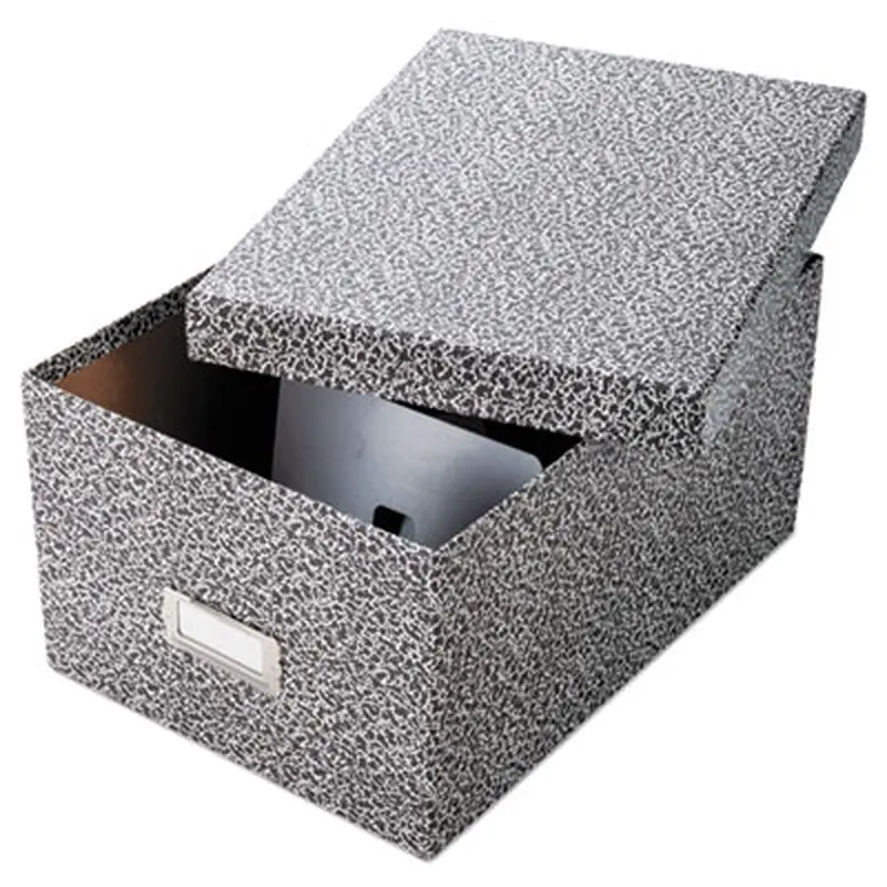 Reinforced Board Card File, Lift-Off Cover, Holds 1,200 5 x 8 Cards, 8.13 x 11 x 5.75, Black/White - Card Holders | Oxford