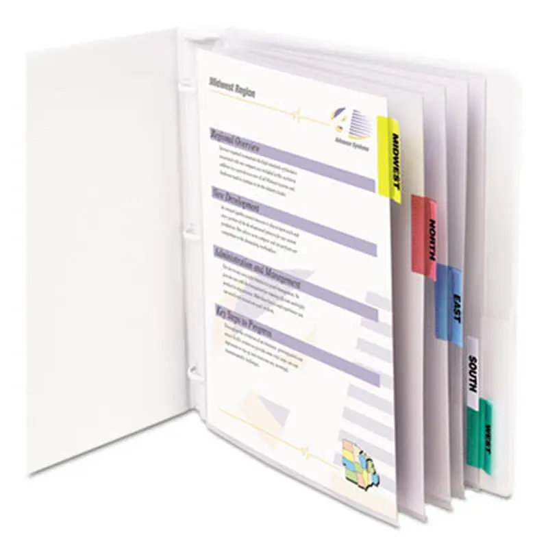 Sheet Protectors with Five Assorted Index Tabs, Heavy-Duty, Side: 3-Hole Punched, Top Load 8.5 x 11 Insert, Clear, 5/Set - Sheet Protectors | C-Line
