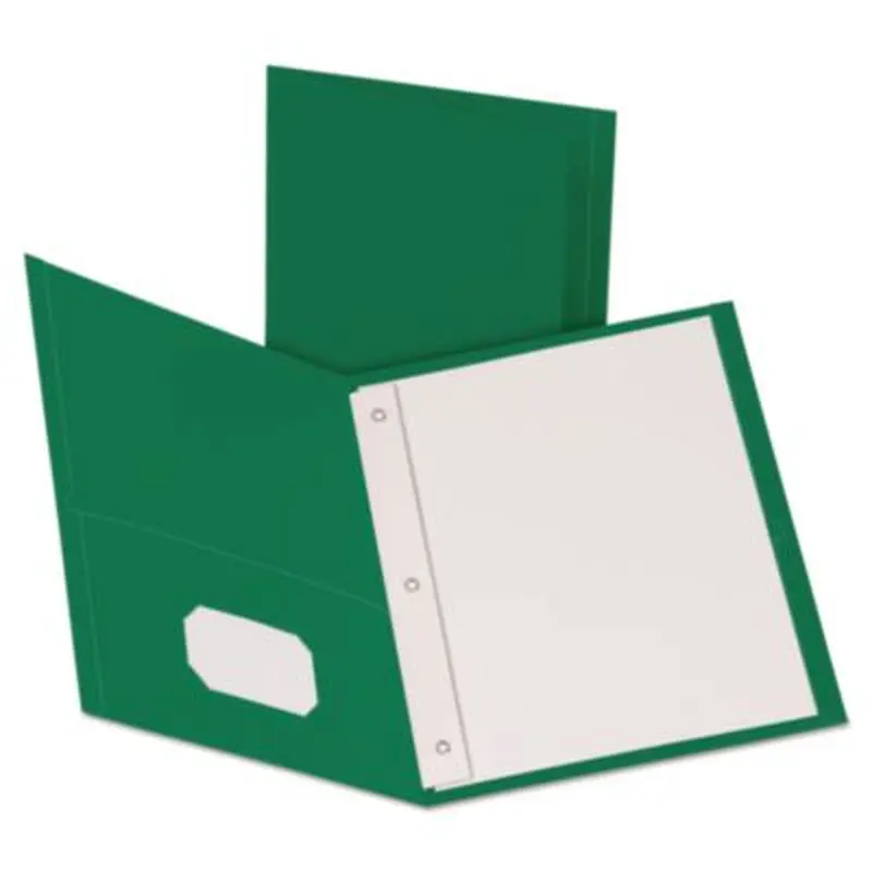 Twin-Pocket Folders with 3 Fasteners, 0.5" Capacity, 11 x 8.5, Green, 25/Box - Pocket Folders | Oxford