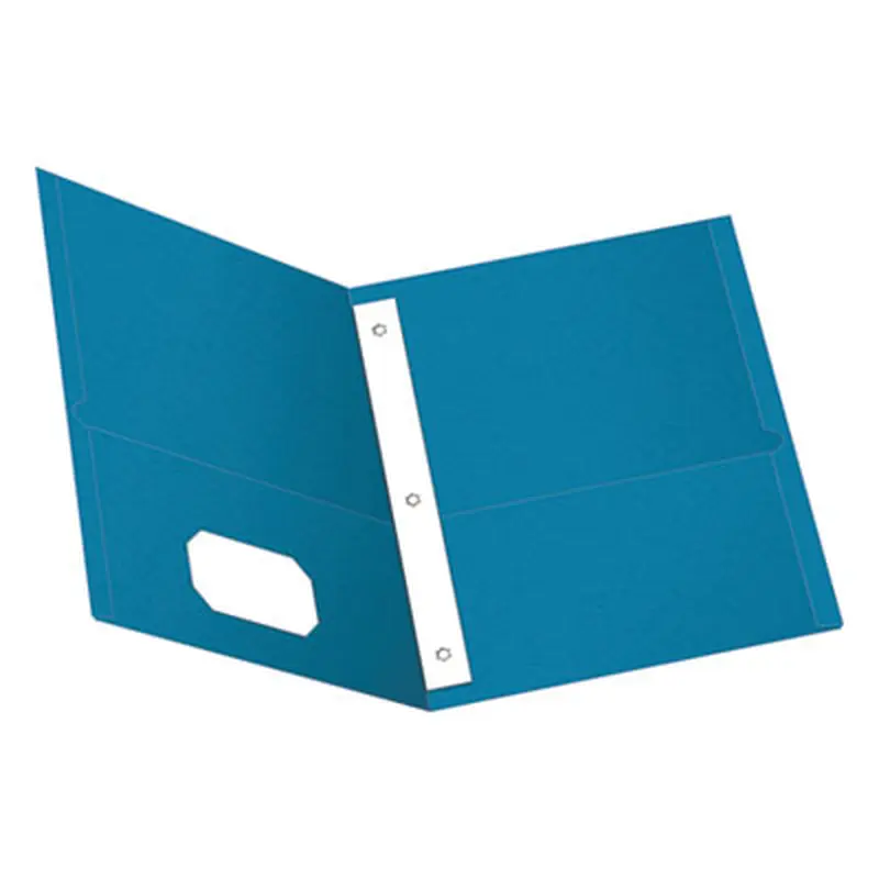 Twin-Pocket Folders with 3 Fasteners, 0.5" Capacity, 11 x 8.5, Light Blue, 25/Box - Pocket Folders | Oxford