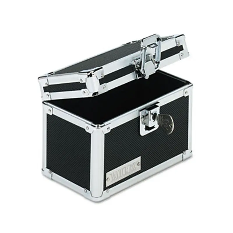 Vaultz Locking Index Card File with Flip Top, Holds 350 3 x 5 Cards, 6 x 4 x 4.25, Black - Card Holders | Vaultz
