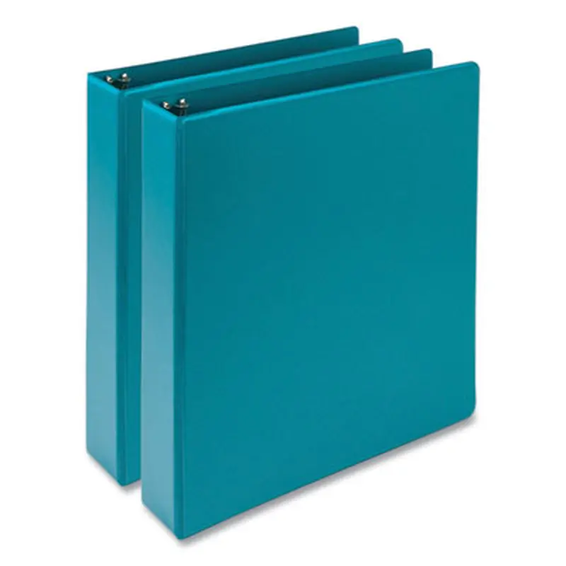 Earth's Choice Plant-Based Economy Round Ring View Binders, 3 Rings, 1.5" Capacity, 11 x 8.5, Teal, 2/Pack - Binders | Samsill