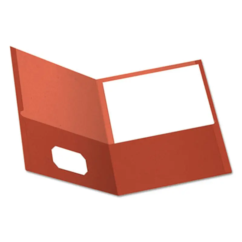 Earthwise by Oxford 100% Recycled Paper Twin-Pocket Portfolio, 100-Sheet Capacity, 11 x 8.5, Red, 25/Box - Pocket Folders | Oxford