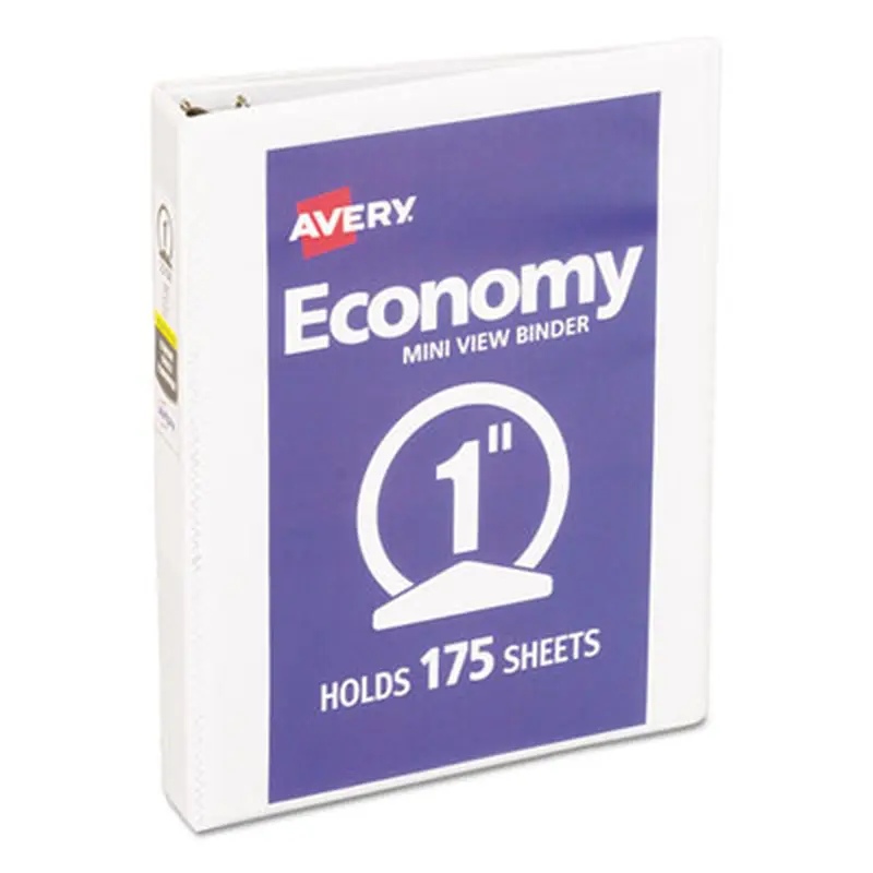 Economy View Binder with Round Rings , 3 Rings, 1" Capacity, 8.5 x 5.5, White, (5806) - Binders | Avery
