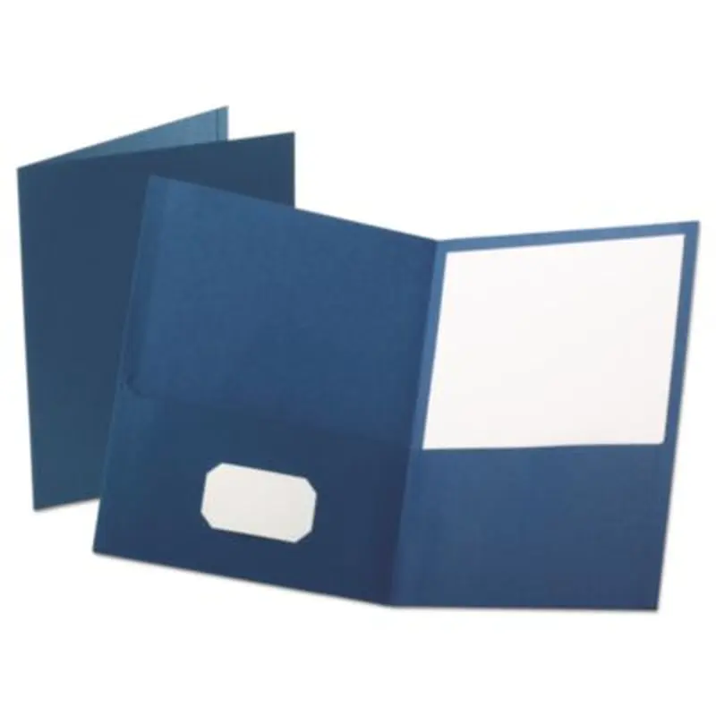 Leatherette Two Pocket Portfolio, 8.5 x 11, Blue/Blue, 10/Pack - Report Covers | Oxford
