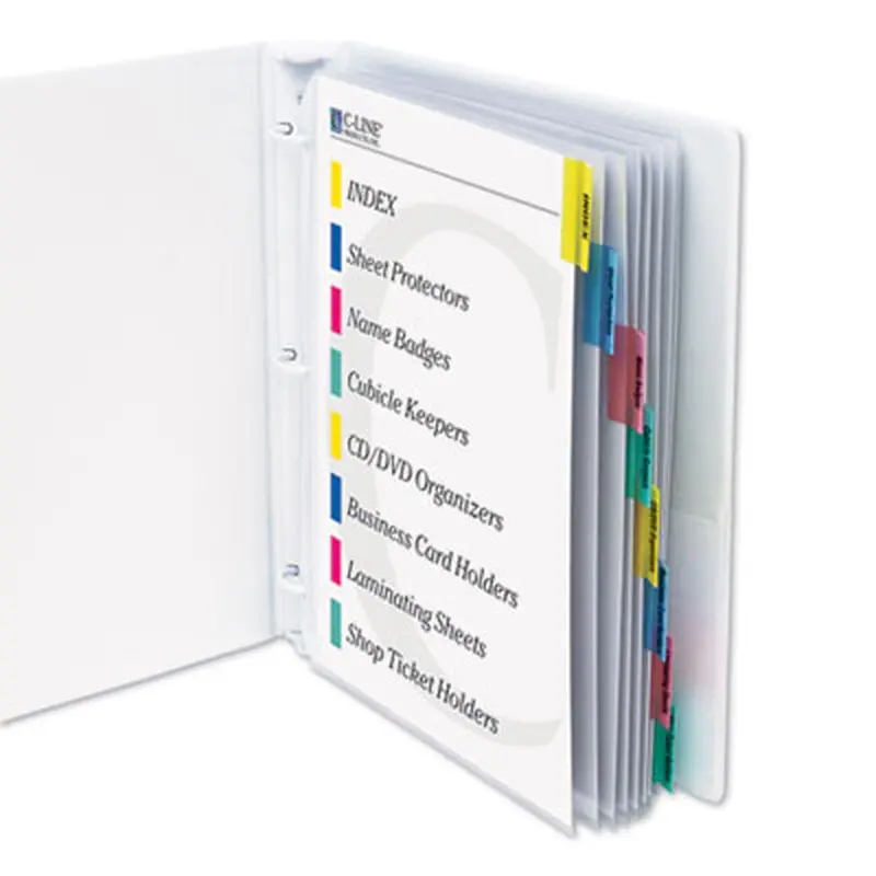 Sheet Protectors with Eight Assorted Index Tabs, Heavy-Duty, Side: 3-Hole Punched, Top Load 8.5 x 11 Insert, Clear, 8/Set - Sheet Protectors | C-Line