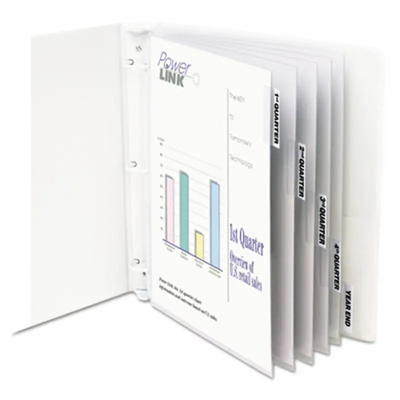 Sheet Protectors with Five Clear Index Tabs, Heavy-Duty, Side: 3-Hole Punched, Top Load 8.5 x 11 Insert, Clear, 5/Set - Sheet Protectors | C-Line