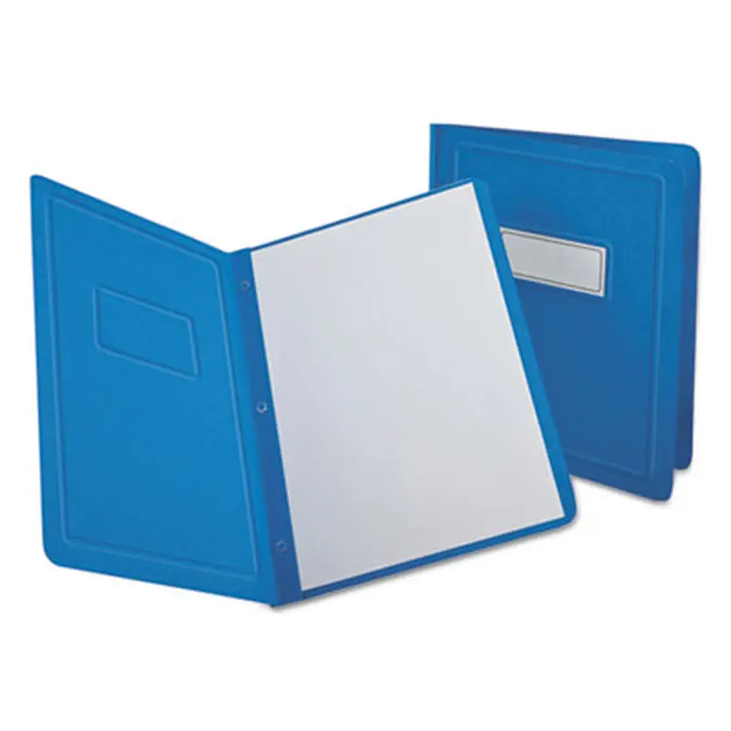 Title Panel and Border Front Report Cover, 3-Prong Fastener, Panel and Border Cover, 0.5" Cap, 8.5 x 11, Light Blue, 25/Box - Report Covers | Oxford