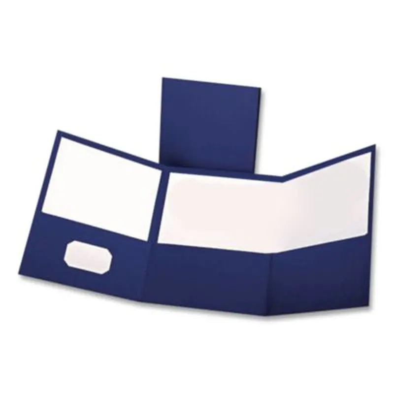 Tri-Fold Folder w/3 Pockets, 150-Sheet Capacity, 11 x 8.5, Blue, 20/Box - Pocket Folders | Oxford