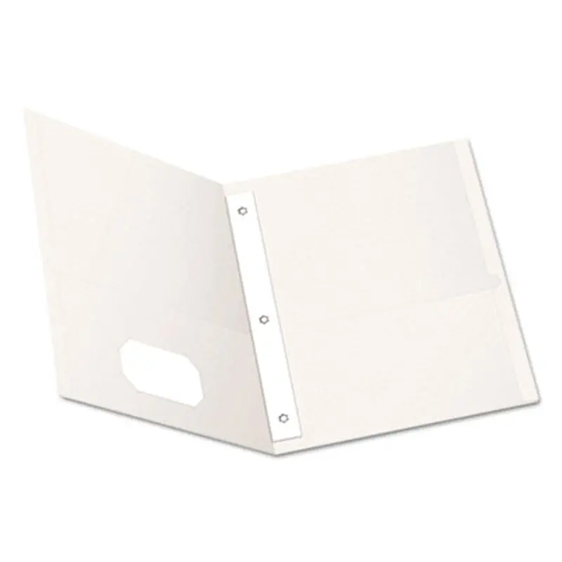 Twin-Pocket Folders with 3 Fasteners, 0.5" Capacity, 11 x 8.5, White, 25/Box - Pocket Folders | Oxford