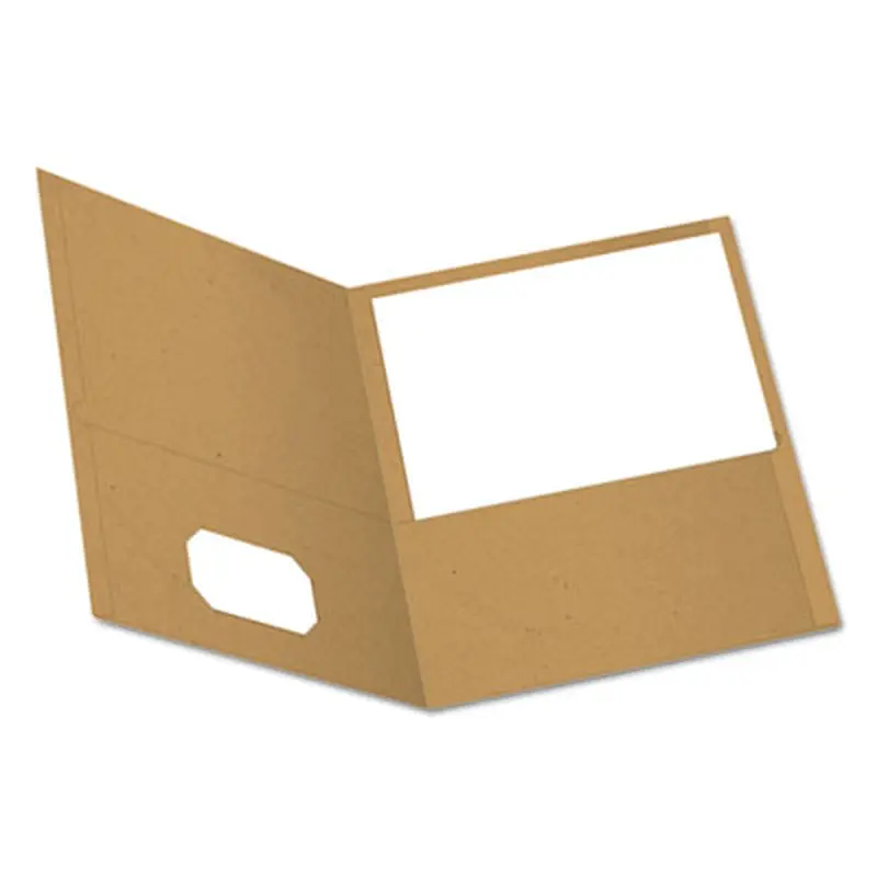 Earthwise by Oxford 100% Recycled Paper Twin-Pocket Portfolio, 100-Sheet Capacity, 11 x 8.5, Natural, 25/Box - Pocket Folders | Oxford