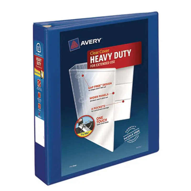 Heavy-Duty View Binder with DuraHinge and One Touch EZD Rings, 3 Rings, 1.5" Capacity, 11 x 8.5, Pacific Blue - Binders | Avery