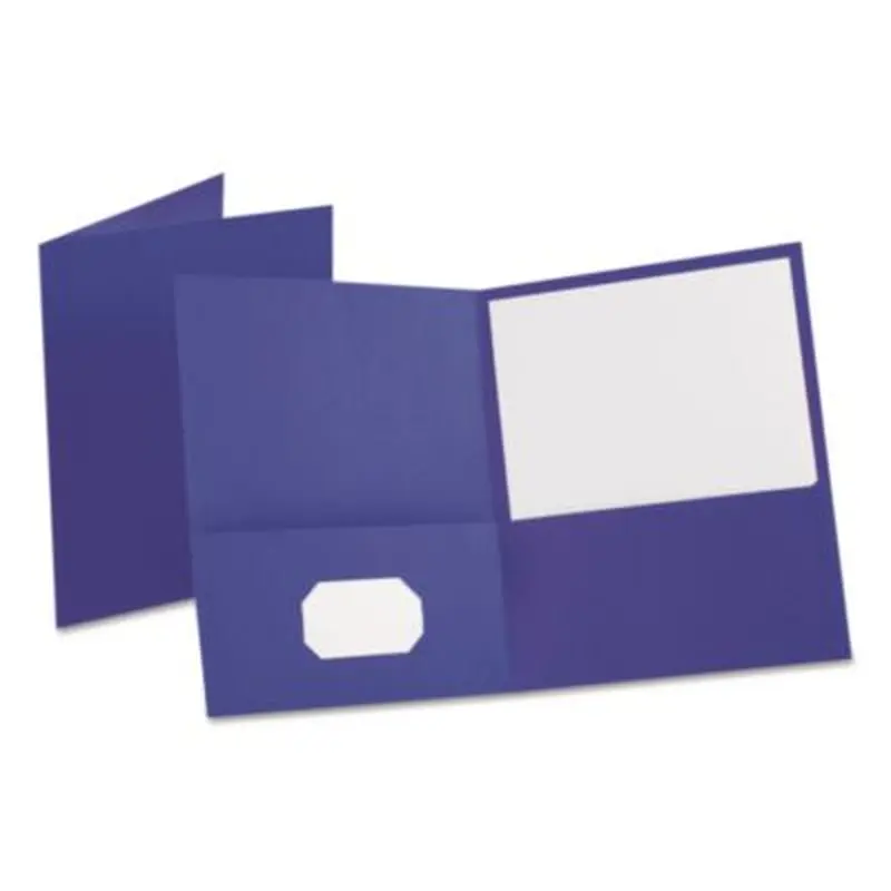 Leatherette Two Pocket Portfolio, 8.5 x 11, Purple/Purple, 10/Pack - Report Covers | Oxford