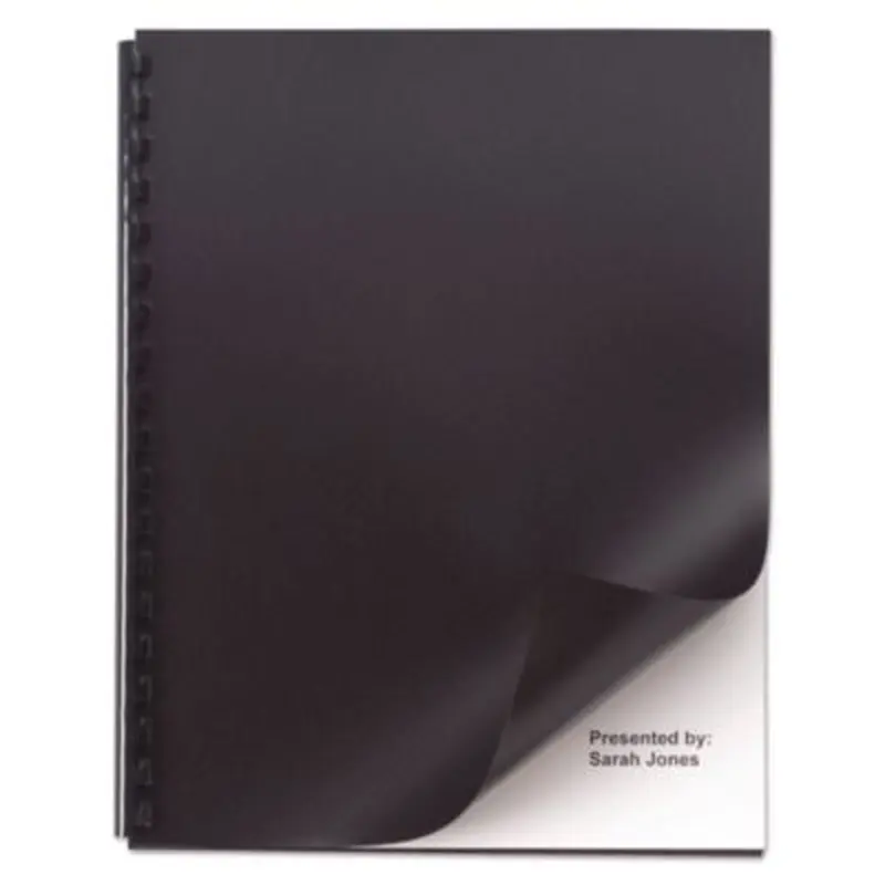 Opaque Plastic Presentation Covers for Binding Systems, Plastic, Square Corners, 11 x 8.5, Black, 50/Pack - Binding Systems Covers | GBC