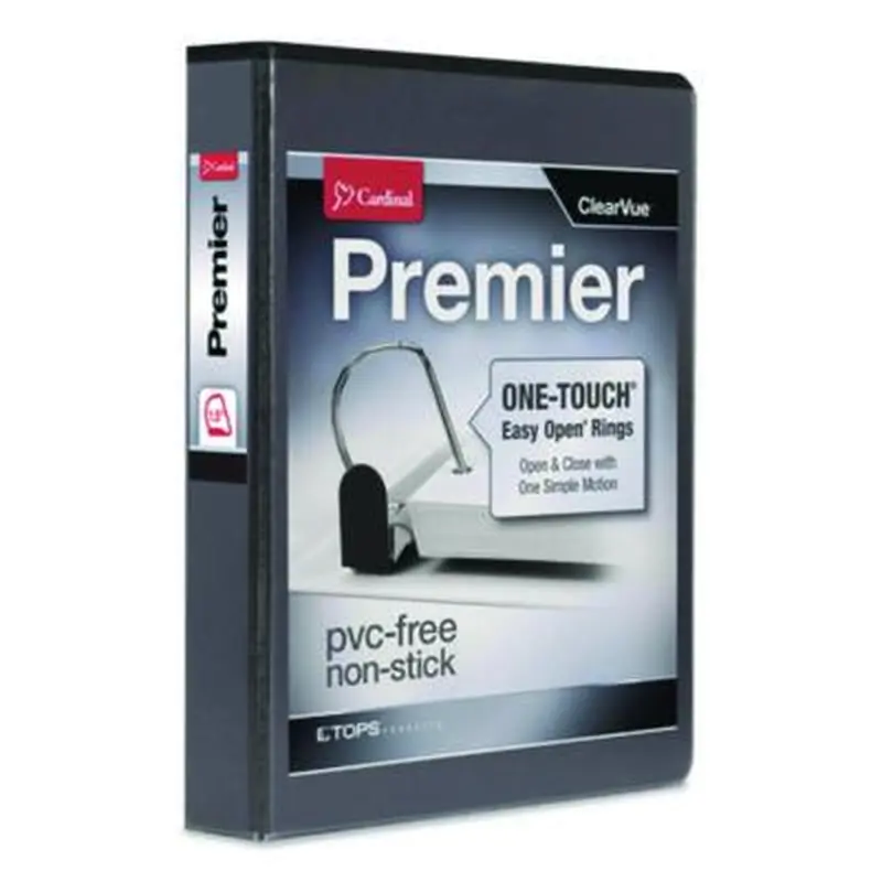 Premier Easy Open ClearVue Locking Slant-D Ring Binder, 3 Rings, 1.5" Capacity, 11 x 8.5, Black - Binders | Cardinal
