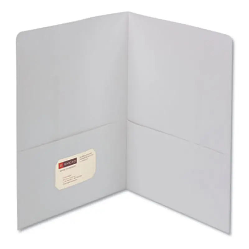Two-Pocket Folder, Textured Paper, 100-Sheet Capacity, 11 x 8.5, White, 25/Box - Pocket Folders | Smead