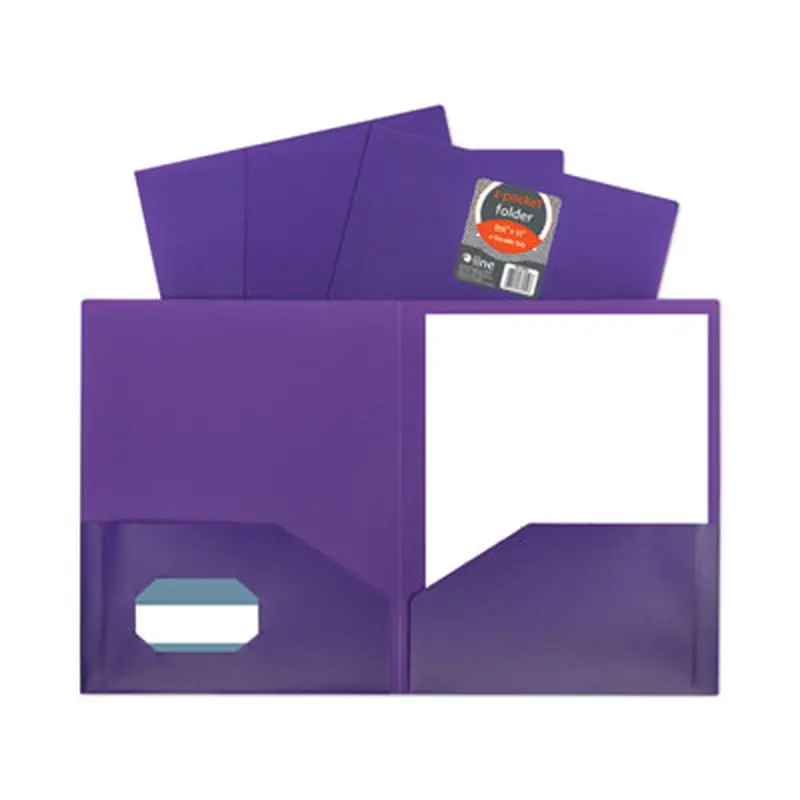 Two-Pocket Heavyweight Poly Portfolio Folder, 11 x 8.5, Purple, 25/Box - Pocket Folders | C-Line