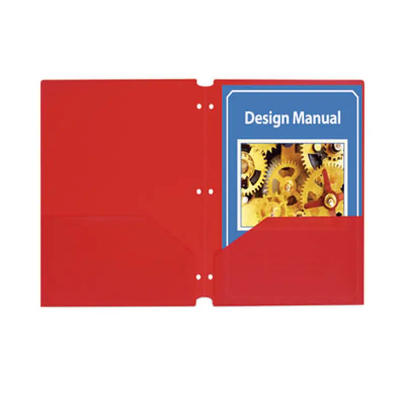 Two-Pocket Heavyweight Poly Portfolio Folder, 3-Hole Punch, 11 x 8.5, Red, 25/Box - Pocket Folders | C-Line
