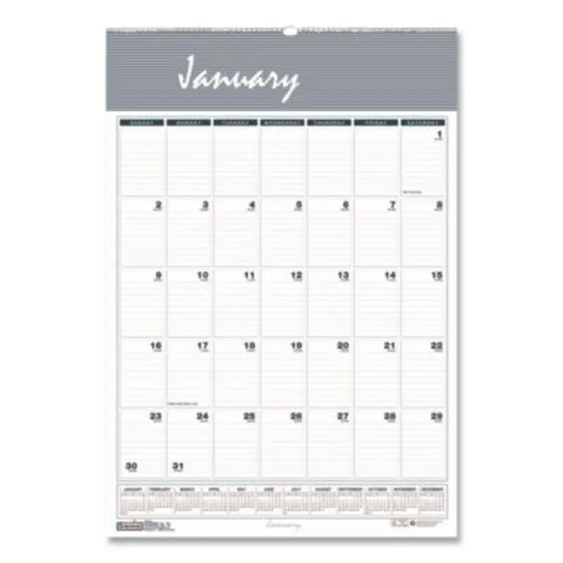 Bar Harbor Recycled Wirebound Monthly Wall Calendar, 8.5 x 11, White/Blue/Gray Sheets, 12-Month (Jan-Dec): 2026 - Wall Calendars | House of Doolittle