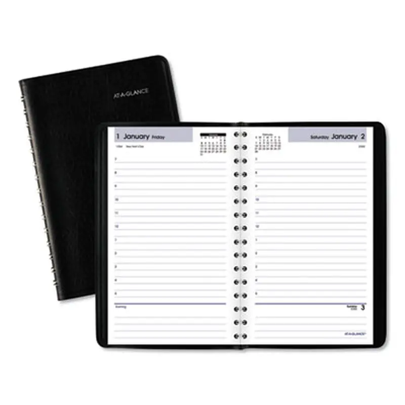 DayMinder Daily Appointment Book, 8 x 5, Black Cover, 12-Month (Jan to Dec): 2026 - Appointment Books & Planners | AT-A-GLANCE
