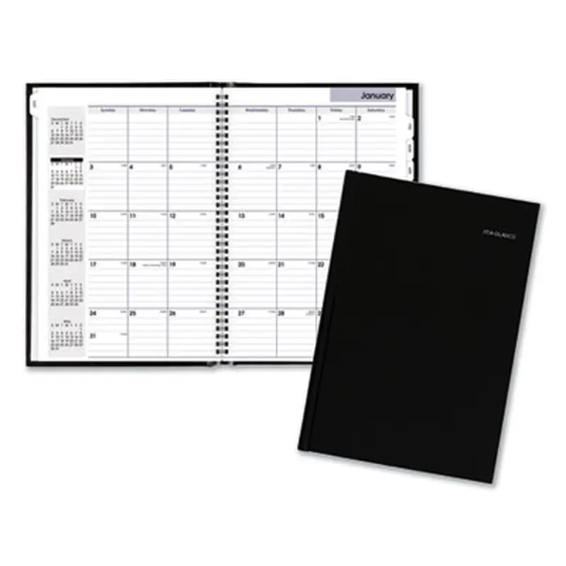 DayMinder Hard-Cover Monthly Planner, Ruled Blocks, 11.75 x 8, Black Cover, 14-Month: Dec 2025 to Jan 2027 - Appointment Books & Planners | AT-A-GLANCE
