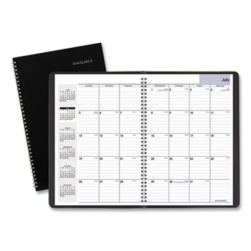 DayMinder Monthly Planner, Academic Year, Ruled Blocks, 12 x 8, Black Cover, 14-Month: July 2025 to Aug 2026 - Appointment Books & Planners | AT-A-GLANCE