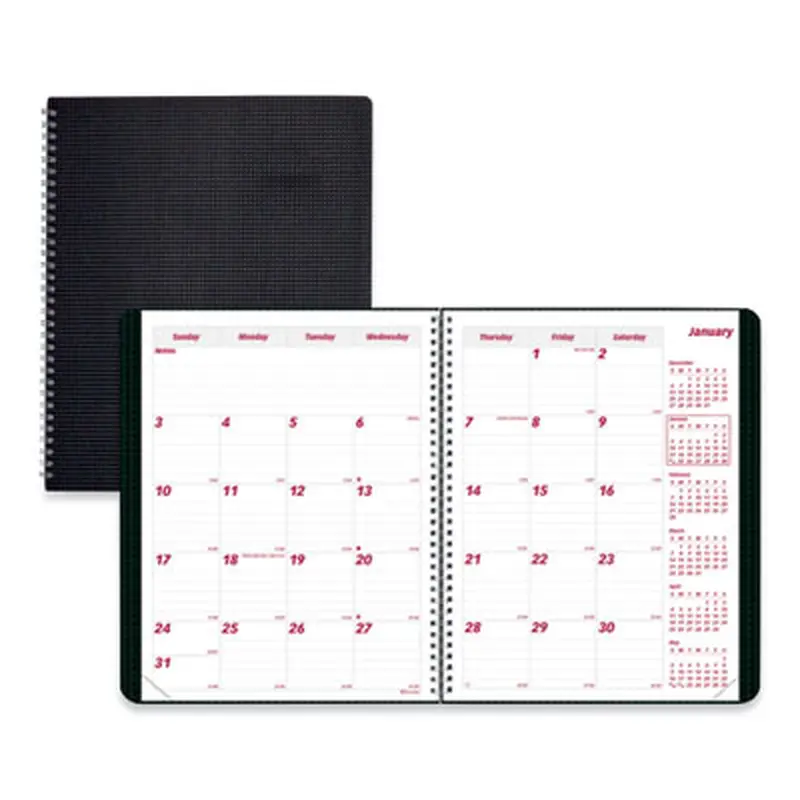 DuraFlex 14-Month Planner, 11 x 8.5, Black Cover, 14-Month: Dec 2025 to Jan 2027 - Appointment Books & Planners | Brownline