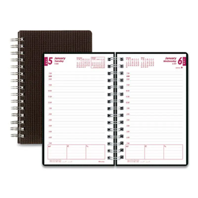 DuraFlex Daily Planner, 8 x 5, Black Cover, 12-Month (Jan to Dec): 2026 - Appointment Books & Planners | Brownline