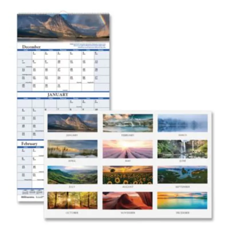 Earthscapes Recycled 3-Month Vertical Wall Calendar, Scenic Landscape Photography, 12.25 x 26, 14-Month: Dec 2025 to Jan 2027 - Wall Calendars | House of Doolittle
