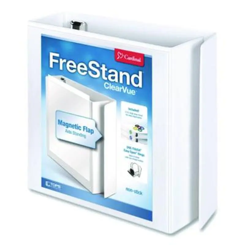 FreeStand Easy Open Locking Slant-D Ring Binder, 3 Rings, 3" Capacity, 11 x 8.5, White - Binders | Cardinal