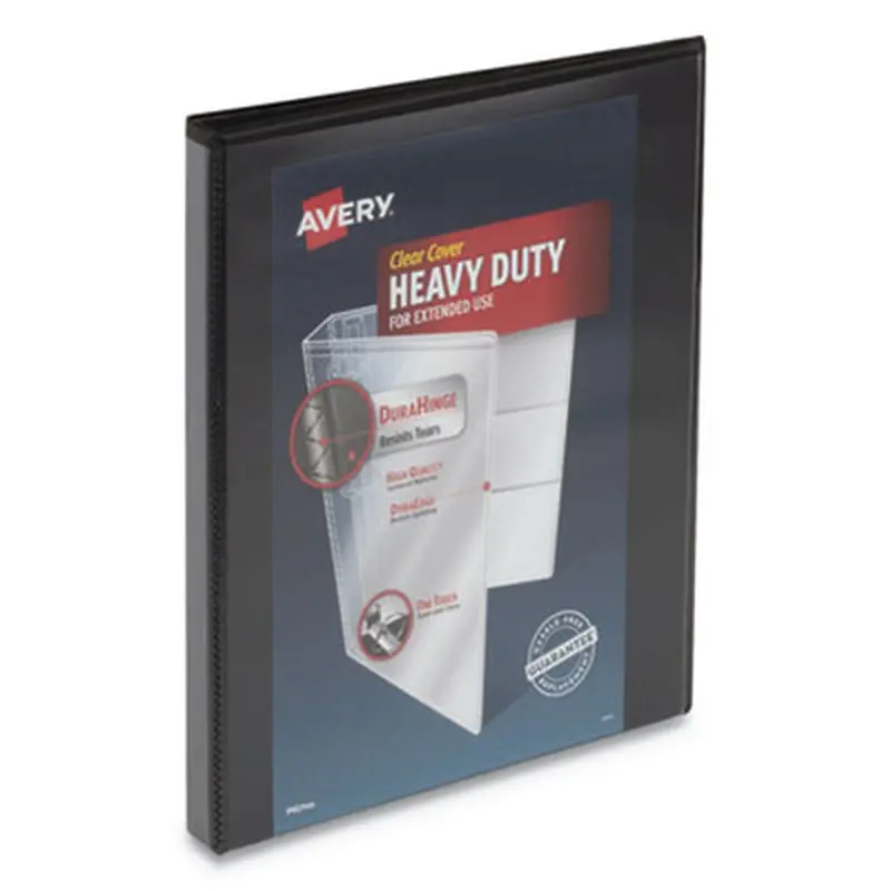 Heavy-Duty View Binder with DuraHinge and One Touch Slant Rings, 3 Rings, 0.5" Capacity, 11 x 8.5, Black - Binders | Avery