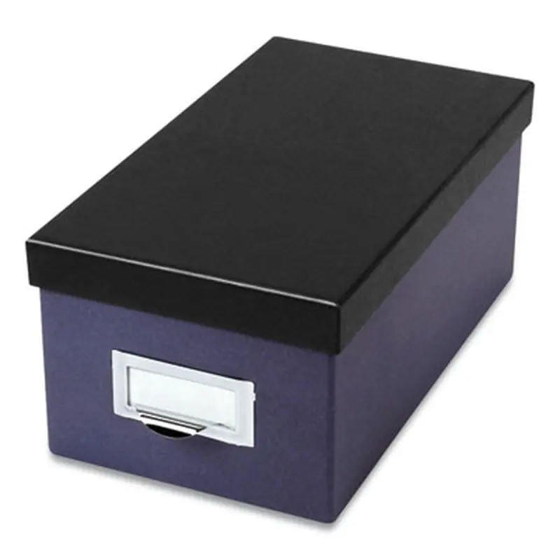 Index Card Storage Box, Holds 1,000 4 x 6 Cards, 6.5 x 11.5 x 5, Pressboard, Indigo/Black - Card Holders | Oxford