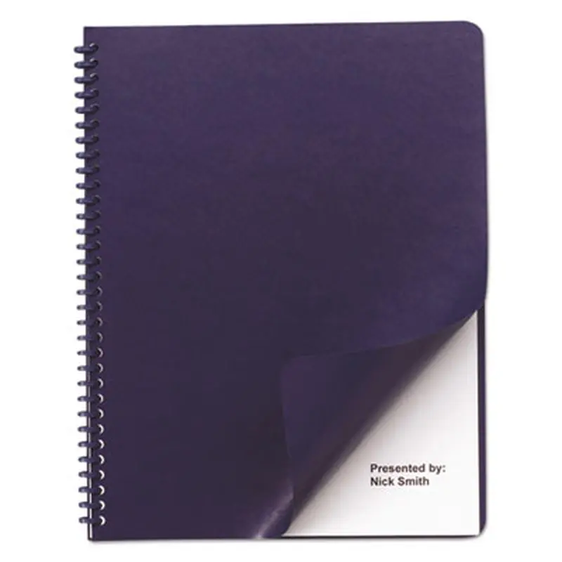 Leather-Look Presentation Covers for Binding Systems, Paper, Round Corners, 11.25 x 8.75, Navy, 100 Sets/Box - Binding Systems Covers | GBC
