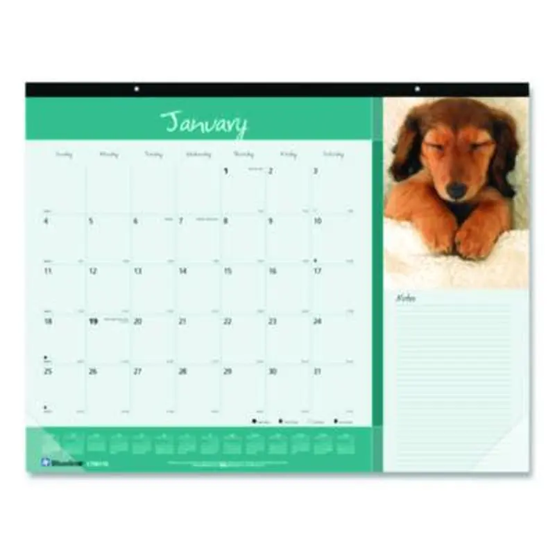 Pets Collection Monthly Desk Pad, Puppies Photography, 22 x 17, Black Binding, Clear Corners, 12-Month (Jan to Dec): 2026 - Desk Pad Calendars | Blueline