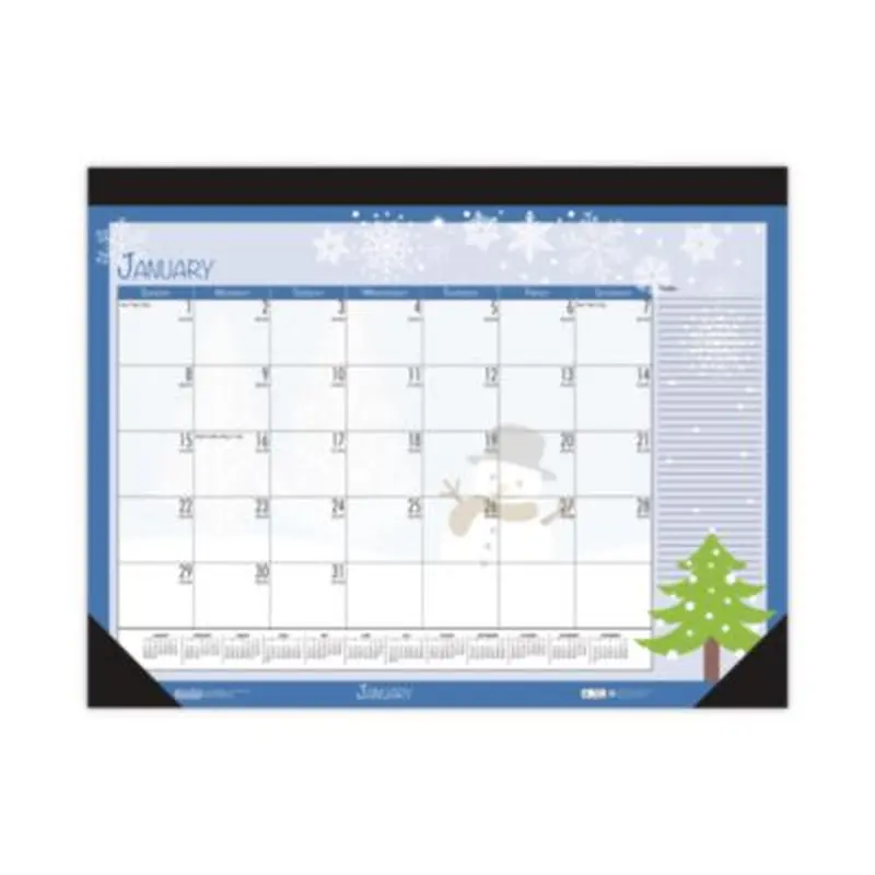 Recycled Desk Pad Calendar, Illustrated Seasons Artwork, 18.5 x 13, Black Binding/Corners,12-Month (Jan to Dec): 2026 - Desk Pad Calendars | House of Doolittle