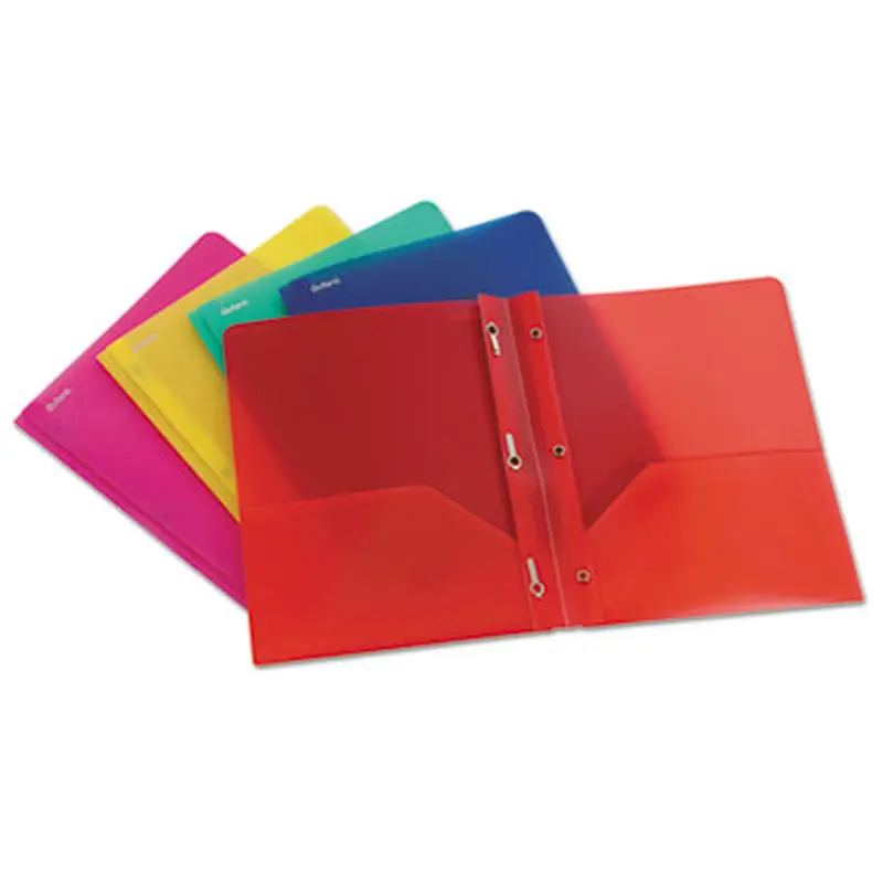 Two-Pocket Portfolio, Tang Fastener, 0.5" Capacity, 11 x 8.5, Assorted Colors, 25/Box - Pocket Folders | Oxford