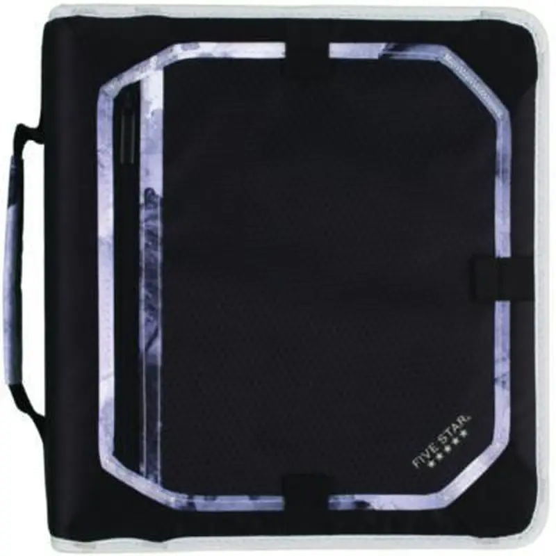 Zipper Binder, 3 Rings, 2" Capacity, 11 x 8.5, Black/Gray Accents - Binders | Five Star