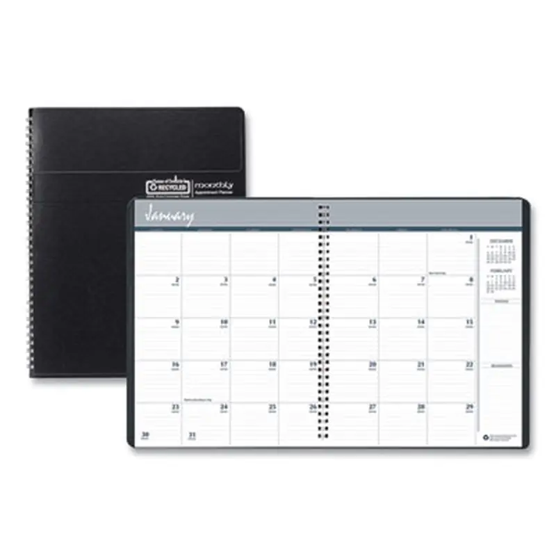14-Month Recycled Ruled Monthly Planner, 11 x 8.5, Black Cover, 14-Month: Dec 2025 to Jan 2027 - Appointment Books & Planners | House of Doolittle