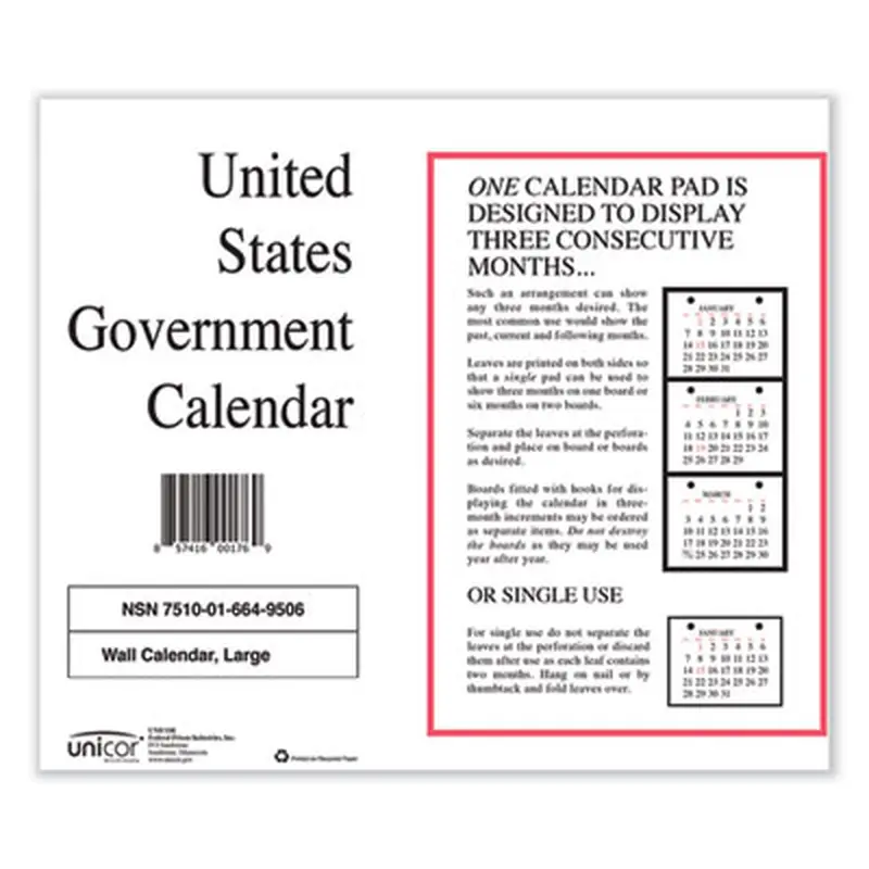 7510016649509, Perforated Monthly Wall Calendar, 11 x 8.5, White Sheets, 12-Month (Jan to Dec): 2026, 10/Pack - Wall Calendars | Unicor