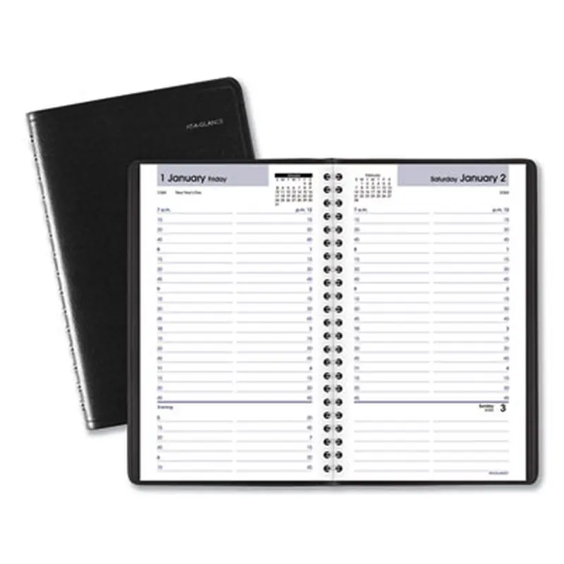 DayMinder Daily Appointment Book, 8.5 x 5.5, Black Cover, 12-Month (Jan to Dec): 2026 - Appointment Books & Planners | AT-A-GLANCE